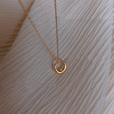 925 Sterling Silver Plated Gold Round Pendant Necklace, Simple Fashion Circle Necklace AL480