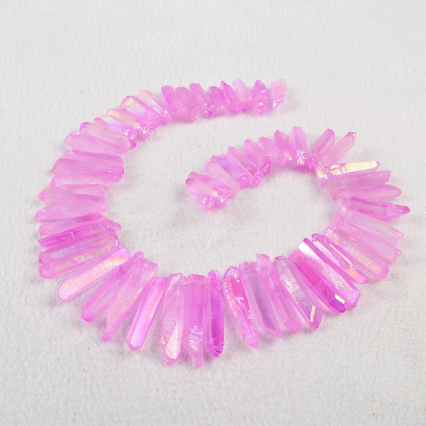 Light Rainbow Aura Quartz Titanium Druzy Crystal Point Loose Beads Strand, For DIY Jewelry Making G0832