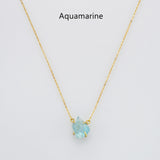15.5" Gold Claw Raw Gemstone Necklace, S925 Sterling Silver Chain, Birthstone Necklace, Healing Crystal Stone Jewelry SS258NG