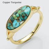 Gold Plated Oval Birthstone Gemstone Faceted Ring, Healing Boho Crystal Jewlery ZG0509