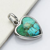 Silver Plated Gemstone Heart Pendants, Moonstone Labradorite Copper Turquoise Jewelry Pendant ZS0506