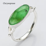 Silver Plated Oval Birthstone Ring Gemstone Faceted Ring, Healing Boho Crystal Jewlery Ring ZS0509