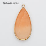 Teardrop Gold Multi Gemstone Pendant Bead, Amethyst Jasper Stone Charm, Wholesale Supply WX2216