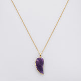 Gold Wing Gemstone Pendant Bead, Amethyts Fluorite Labradorite Jewelry Pendant WX2238