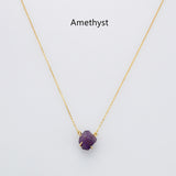 15.5" Gold Claw Raw Gemstone Necklace, S925 Sterling Silver Chain, Birthstone Necklace, Healing Crystal Stone Jewelry SS258NG
