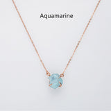 15.5" Rose Gold Claw Raw Gemstone Necklace, Birthstone Necklace, Healing Crystal Stone Jewelry SS258NR