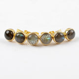 Round Gemstone Earrings Gold Plated Bezel Natural Stone Stud Earrings, Boho Jewelry ZG0283
