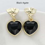 Heart Gold Bee Gemstone Earrings, Faceted Birthstone Earring, Healing Crystal Quartz Jewelry WX2235