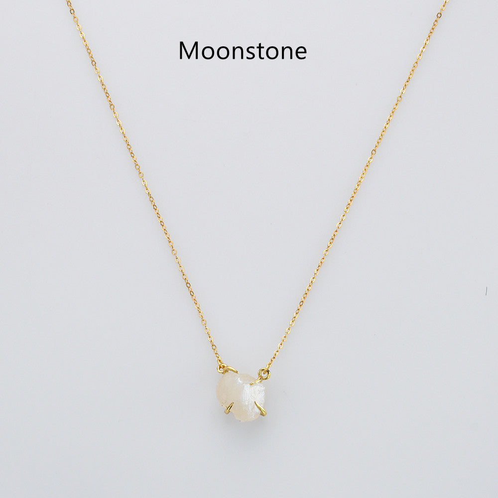 raw moonstone necklace, gold claw necklace, gemstone necklace, birthstone necklace, healing crytal stone necklace, jewlery for women
