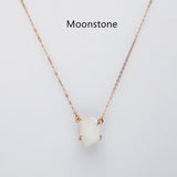 15.5" Rose Gold Claw Raw Gemstone Necklace, Birthstone Necklace, Healing Crystal Stone Jewelry SS258NR