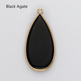 Teardrop Gold Multi Gemstone Pendant Bead, Amethyst Jasper Stone Charm, Wholesale Supply WX2216