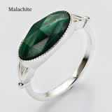 Silver Plated Oval Birthstone Ring Gemstone Faceted Ring, Healing Boho Crystal Jewlery Ring ZS0509
