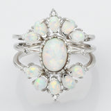 3 pcs/set of 925 Sterling Silver White Opal CZ Ring Jewelry SS272-6