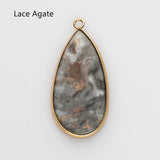 Teardrop Gold Multi Gemstone Pendant Bead, Amethyst Jasper Stone Charm, Wholesale Supply WX2216