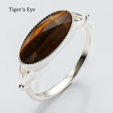 Silver Plated Oval Birthstone Ring Gemstone Faceted Ring, Healing Boho Crystal Jewlery Ring ZS0509