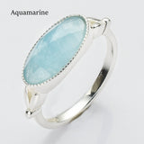 Silver Plated Oval Birthstone Ring Gemstone Faceted Ring, Healing Boho Crystal Jewlery Ring ZS0509