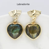 Heart Gold Bee Gemstone Earrings, Faceted Birthstone Earring, Healing Crystal Quartz Jewelry WX2235