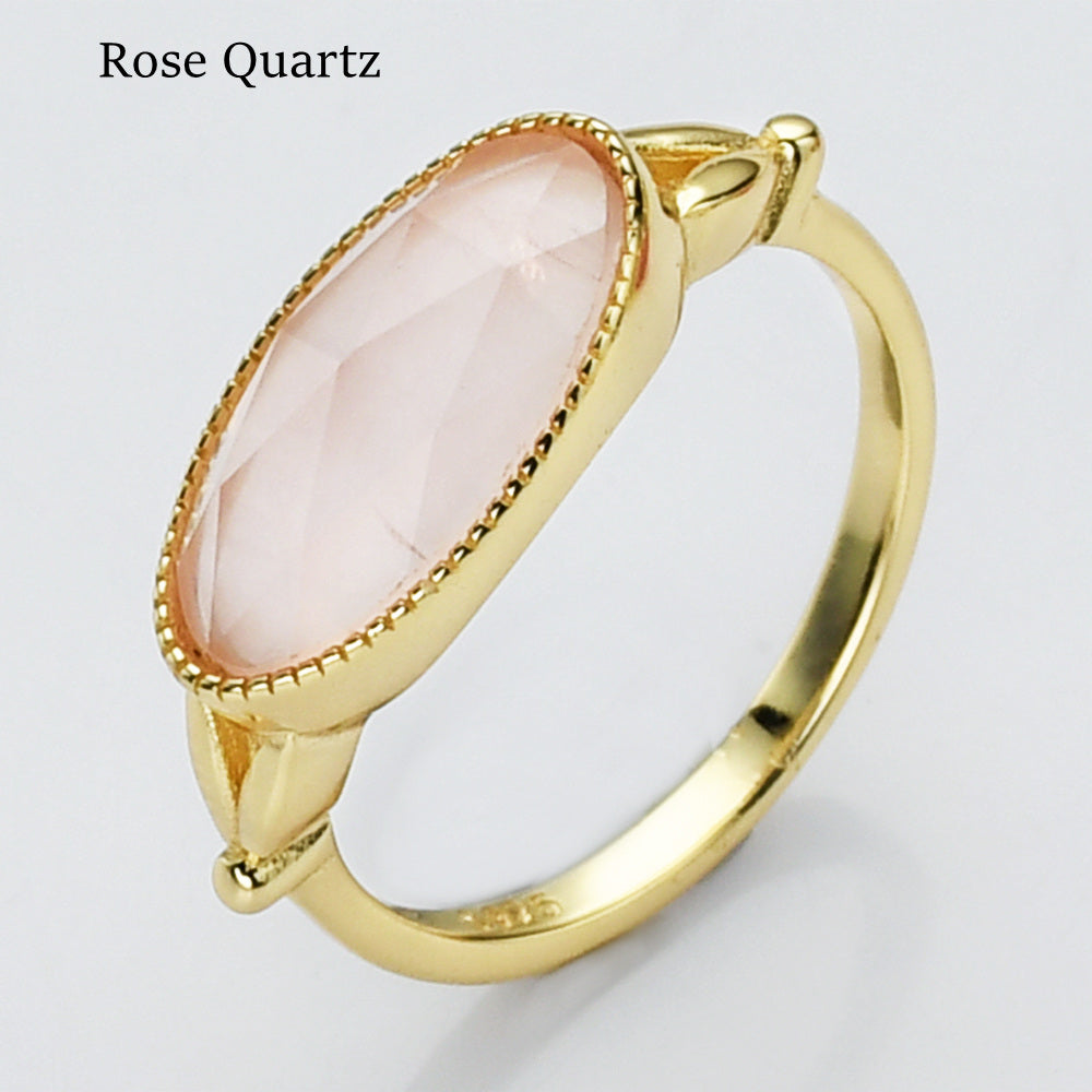 rose quartz ring, boho gemstone jewelry