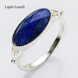 Silver Plated Oval Birthstone Ring Gemstone Faceted Ring, Healing Boho Crystal Jewlery Ring ZS0509