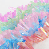 Light Rainbow Aura Quartz Titanium Druzy Crystal Point Loose Beads Strand, For DIY Jewelry Making G0832