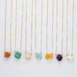 15.5" Gold Claw Raw Gemstone Necklace, S925 Sterling Silver Chain, Birthstone Necklace, Healing Crystal Stone Jewelry SS258NG