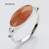 Silver Plated Oval Birthstone Ring Gemstone Faceted Ring, Healing Boho Crystal Jewlery Ring ZS0509