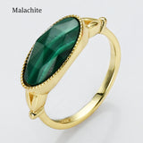 Gold Plated Oval Birthstone Gemstone Faceted Ring, Healing Boho Crystal Jewlery ZG0509