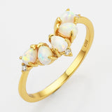 925 Sterling Silver Gold White Opal CZ Ring Fashion Jewelry SS272-1