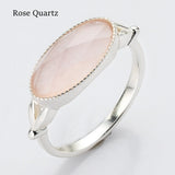 Silver Plated Oval Birthstone Ring Gemstone Faceted Ring, Healing Boho Crystal Jewlery Ring ZS0509