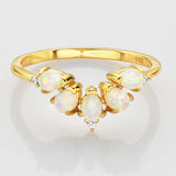 925 Sterling Silver Gold White Opal CZ Ring Fashion Jewelry SS272-1