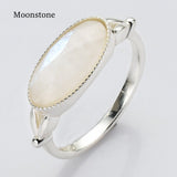 Silver Plated Oval Birthstone Ring Gemstone Faceted Ring, Healing Boho Crystal Jewlery Ring ZS0509