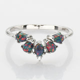 925 Sterling Silver Drop Black Opal Ring, CZ Pave Fashion Jewelry SS273-4