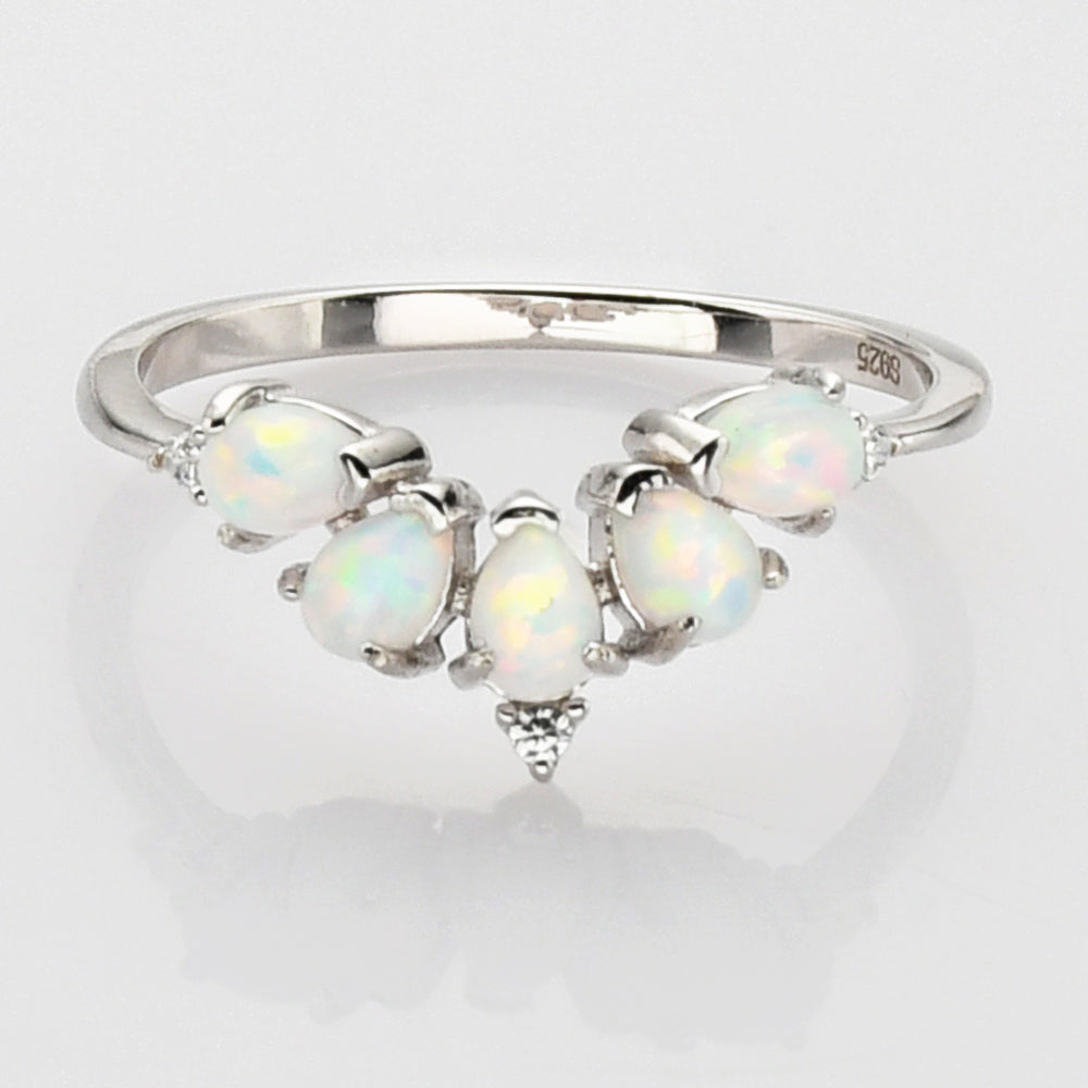 925 Sterling Silver White Opal CZ Ring, Fashion Jewelry SS272-4