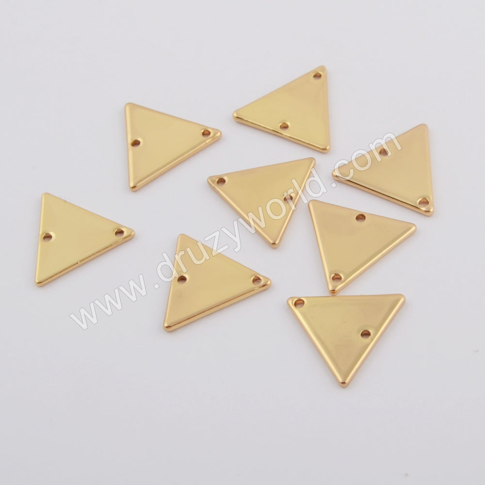100 Pcs of Triangle Gold Plated Brass Connector Slice Making Jewelry Supply PJ377, jewelry findings