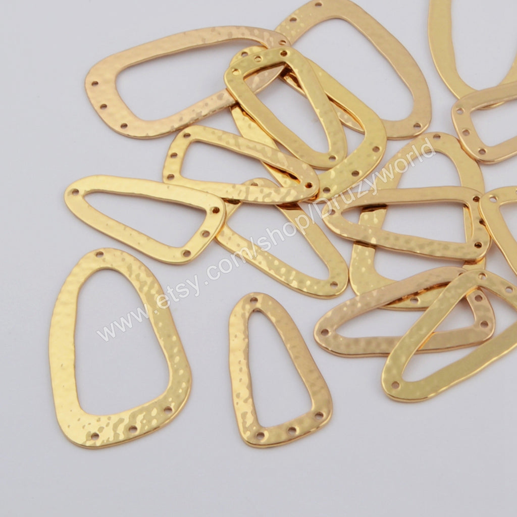 20 Pcs Gold Plated Brass Soldered Frame Charm Findings With Holes, For Jewelry Making PJ379