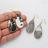 Teardrop Gold Gemstone Earrings, Amethyst Rose Quartz Lapis Jasper Stone Drop Earring WX2217