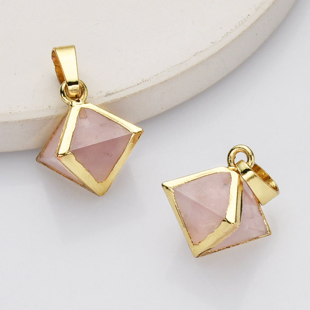 pyramid rose quartz pendant beads
