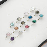 Hexagon Silver Gemstone Ring, Adjustable Size, Birthstone Ring, Natural Crystal Jewelry WX2233