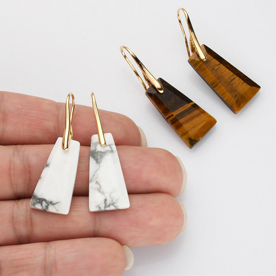 white howlite turquoise earrings, tiger's eye earrings,