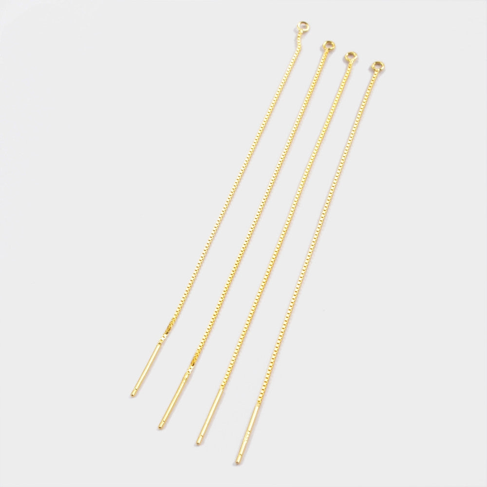 5 Pairs of 925 Sterling Silver Threader Earrings Findings, Box Chain Earwire Thread with Open Jump Ring, DIY Jewelry Making PJ156