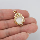 Unique Gold Plated Rose Flower Oval Gemtone Pendant, Polished Egg Stone Pendant, Healing Crystal Jewelry WX2227