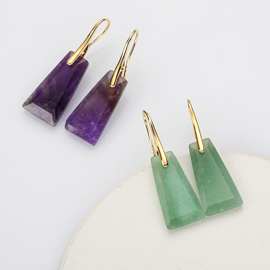 faceted amethyst earrings, green aventurine earrings