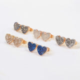 Lovely Heart 10mm Natural Agate Titanium AB Druzy Stud Earrings Gold Plated Crystal Jewelry G0910
