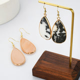 Teardrop Gold Gemstone Earrings, Amethyst Rose Quartz Lapis Jasper Stone Drop Earring WX2217
