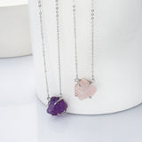 15.5" Sterling Silver Claw Raw Gemstone Necklace, Birthstone Necklace, Healing Crystal Stone Jewelry SS258NS