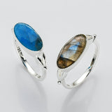 Silver Plated Oval Birthstone Ring Gemstone Faceted Ring, Healing Boho Crystal Jewlery Ring ZS0509