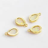 Teardrop Gold Plated Bezel White Opal Faceted Charm ZG0306