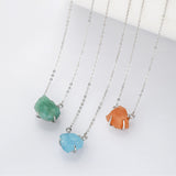 15.5" Sterling Silver Claw Raw Gemstone Necklace, Birthstone Necklace, Healing Crystal Stone Jewelry SS258NS