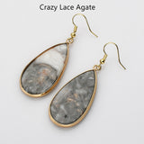 Teardrop Gold Gemstone Earrings, Amethyst Rose Quartz Lapis Jasper Stone Drop Earring WX2217