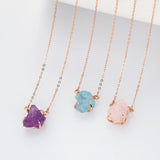 15.5" Rose Gold Claw Raw Gemstone Necklace, Birthstone Necklace, Healing Crystal Stone Jewelry SS258NR